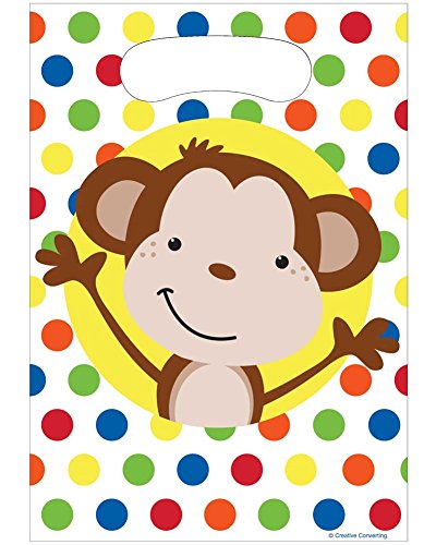 Creative Converting Creative Party Monkey Fun Plastic Loot Bags Party Supplies, Multicolor
