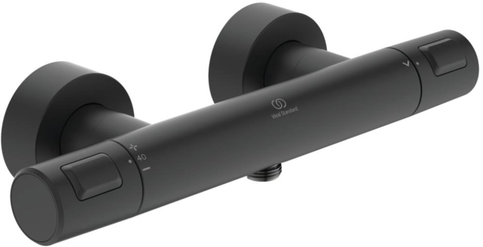 CERATHERM T25 | Surface-Mounted Shower Mixer 315x100x70 mm in Black, 22 l/min (3 bar) | Thermostatic Function, Water & Energy Saving, CoolBody, Safety Lock, NF Certified