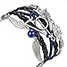 AFAF Handmade Harry Potter-Deathly Hallows Inspired Silver Triangle Owls/Snitch Bracelet-Black Leather Braid/Rope(Black+Blue)