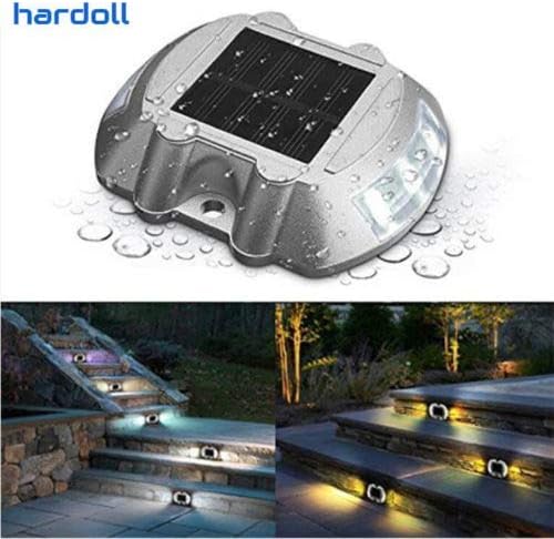 Hardoll Solar Light for Home Garden LED Road Stud Waterproof Outdoor Lamp with Shaded Glass(White)