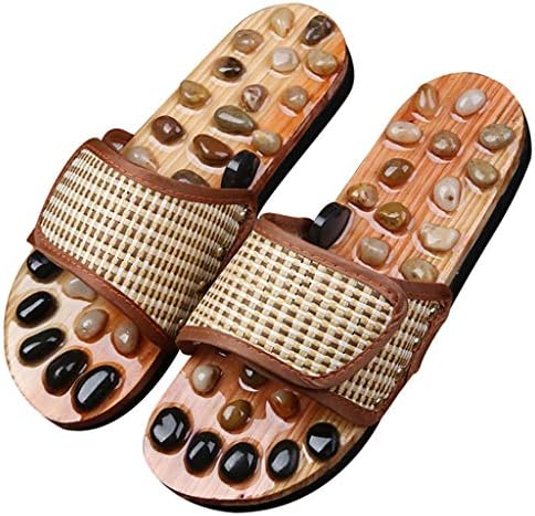 Foot Massage Slippers,Natural Stones Slippers Men and Women Foot Care Sandals Home Indoor Slippers Promote Blood Circulation (Color : Pebbles, Size : 37-38EU)