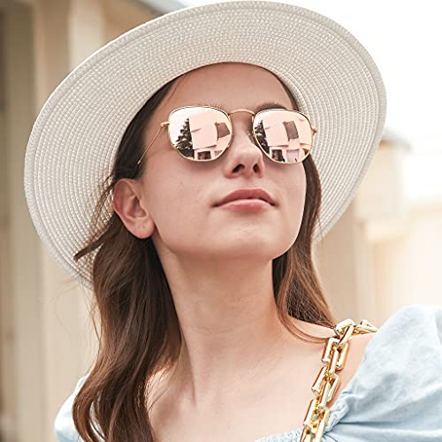 VOFO VISION Polarized Small Hexagon Sunglasses for Women Men UV Protection,Trendy Vintage Round Sunglasses VF7601