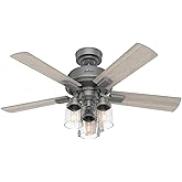 Hunter 44 inch Indoor Ceiling Fan with LED Lights - Ceiling Fan with Pull Chain, For Bedroom, Living Room, or Kitchen, Standa