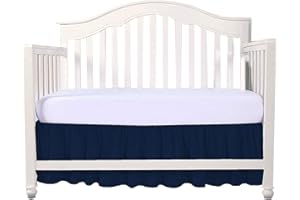 READY TO REST Navy Blue Crib Bed Skirt, Perfect for Nursery Crib for Boys & Girls with a 14" Drop and Size 28"x 52"