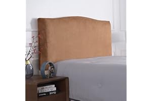 CAMZ Velvet Bed Headboard Cover for Queen King Full Size, Stretch Headboard Slipcover Soft Dustproof Protector Cover Bed Head Cover for Bedroom (Camel Color,Full Headboard Length 43-55in)