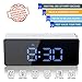 oenbopo Digital LED Alarm Clock, Portable Mirror Alarm Clock Large LED Display with Snooze Time Temperature Function for Bedroom, Office, Travel - Battery Powered & USB Powered (Blue Digital)