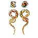 BodyJ4You 4PC Glass Ear Tapers Plugs 00G Green Yellow Orange Teardrop Spiral Gauges Piercing