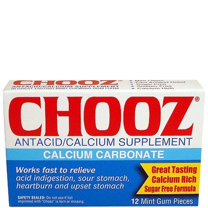 Chooz Antacid Gum Tablets - 12 Mint Gum Pieces
