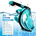 Greatever G2 Full Face Snorkel Mask with Latest Dry Top System,Foldable 180 Degree Panoramic View Snorkeling Mask with Camera Mount,Safe Breathing,Anti-Leak&Anti-Fog (Green, X-Small)