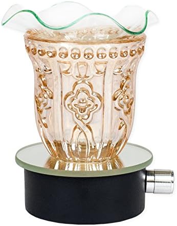 Amber Flower 3 Inch Clear Glass Wall Plug In Oil Tart Warmer with Dimmer Dial