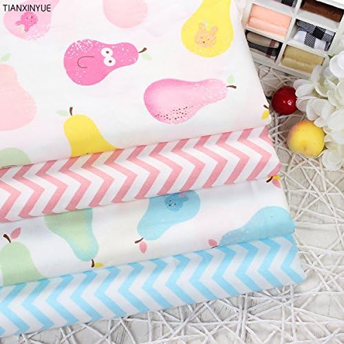 TACOLI- Cotton Fabrics For Sewing - Misscrafts Fabric - 4PCS 40cmx50cm Cartoon Pear Cotton Fabric Home Textile DIY Sewing Clothes Bedding Quilting Patchwork Pear Fabric