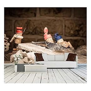 Concept Funny Sledging with Wine Cork Figures - Removable Wall Mural | Self-Adhesive Large Wallpaper - 66x96 inches