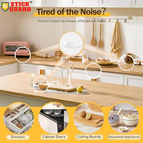 StickGuard Clear Self-Adhesive Cabinet Door Bumpers (Pack of 90) – Noise Dampening, Scratch-Resistant Silicone Pads for Drawers, Doors, Furniture, and More – Invisible Protective Cushion