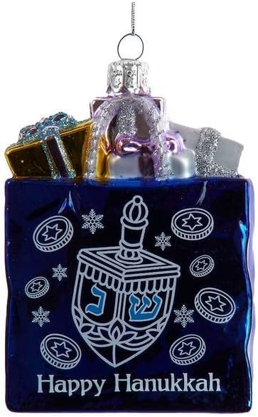 Ornament Hooks - Kurt Adler Decorative Christmas Ornament with S-Hook and Gift Box (Hanukkah Bag, NB1725)