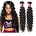 ALI JULIA Brazilian Virgin Deep Curly Wave Hair Weft 3 Bundles 100% Real Unprocessed Human Hair Weave Extensions Natural Color 95-100g/pc (20 22 24 inches)