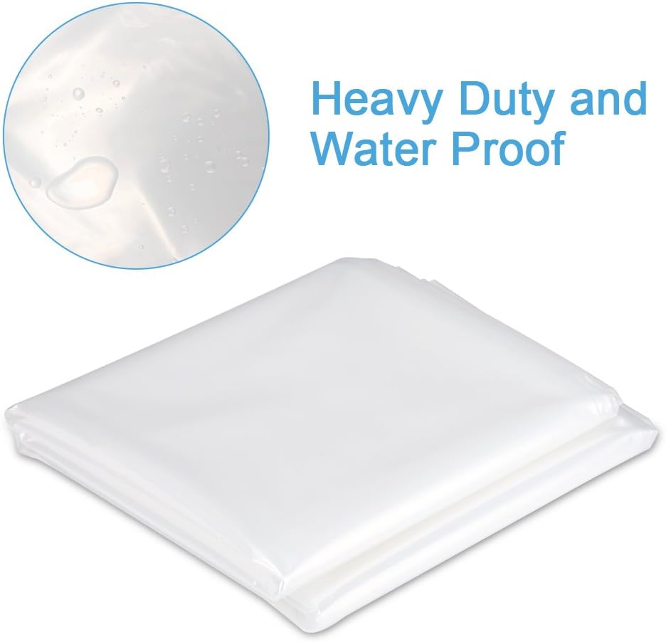 E-Gtong 2-Pack 4 Mil Plastic Drop Cloth, 9-Feet by 12-Feet Waterproof Heavy Duty Clear Plastic Tarp, Plastic Painting Tarp, Plastic Sheeting for Furniture, Wall Painting, Patio - - 