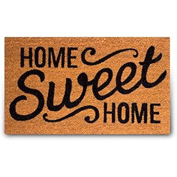 Pure Coco Coir Doormat with Heavy-Duty PVC Backing - Home Sweet Home - Size: 18-Inches x 30-Inches - Pile Height: 0.6-Inches - Perfect Color/Sizing for Outdoor/Indoor uses.
