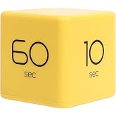mooas Cube Timer, Flip, Block, Productivity, Time Management (Yellow) | 10/20/30/60 Sec Countdown Timer, Battery Operated, 2-Level Alarm Vol, Easy to Use, ADHD, Exercise, Study, Cooking