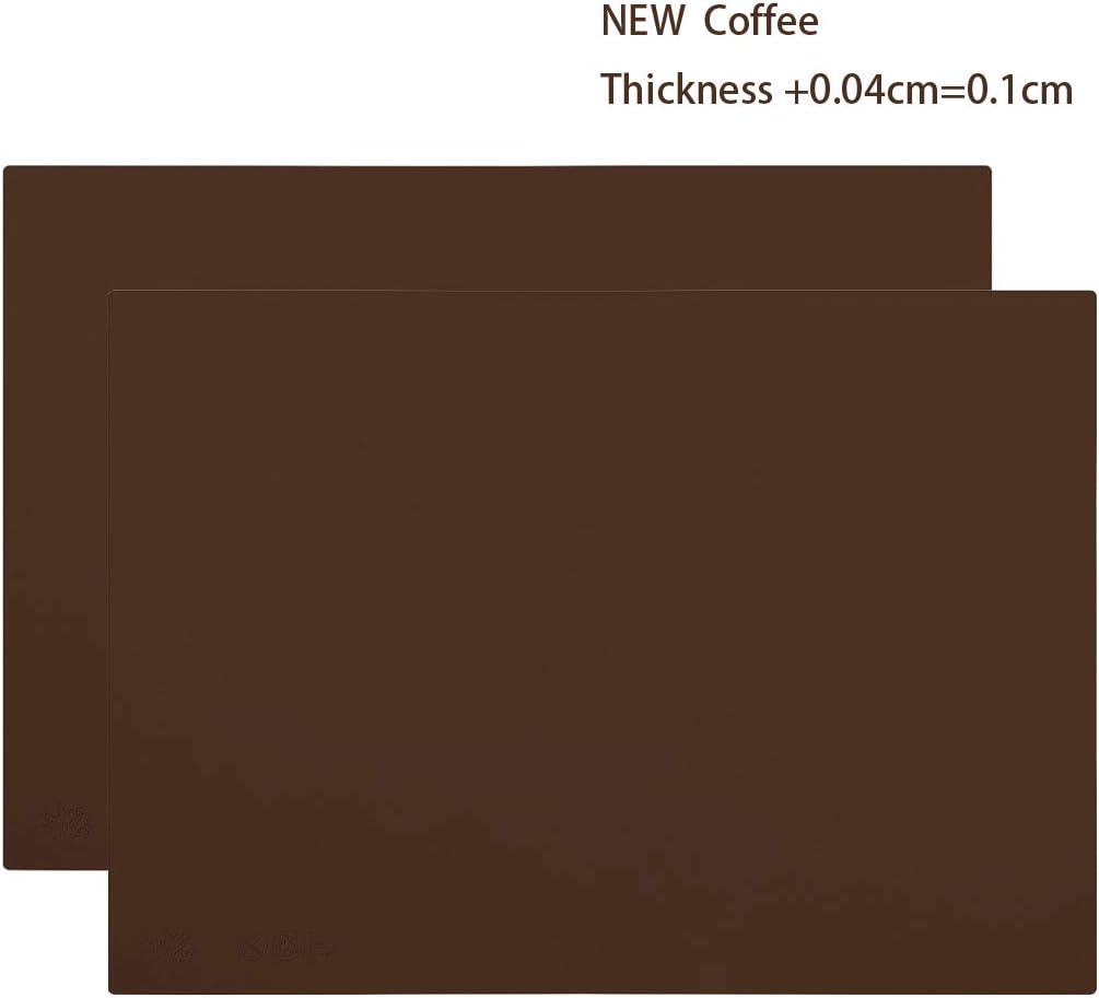40x30cm Silicone Placemats for Kids, More Thicker and Heavier, Non Stick Heat Resistant Tablemat, Kitchen Dining Table Mats Place Mat (Coffee (T:0.1cm), 2)