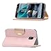 ProCase Galaxy J7 2018 Wallet Case, Galaxy J7 Aero/J7 Star/J7 Top/J7 Crown/J7 Aura/J7 Refine/J7 Eon Folding Flip Kickstand Case Protective Book Cover with Card Holders Mirror Wristlet -Pink