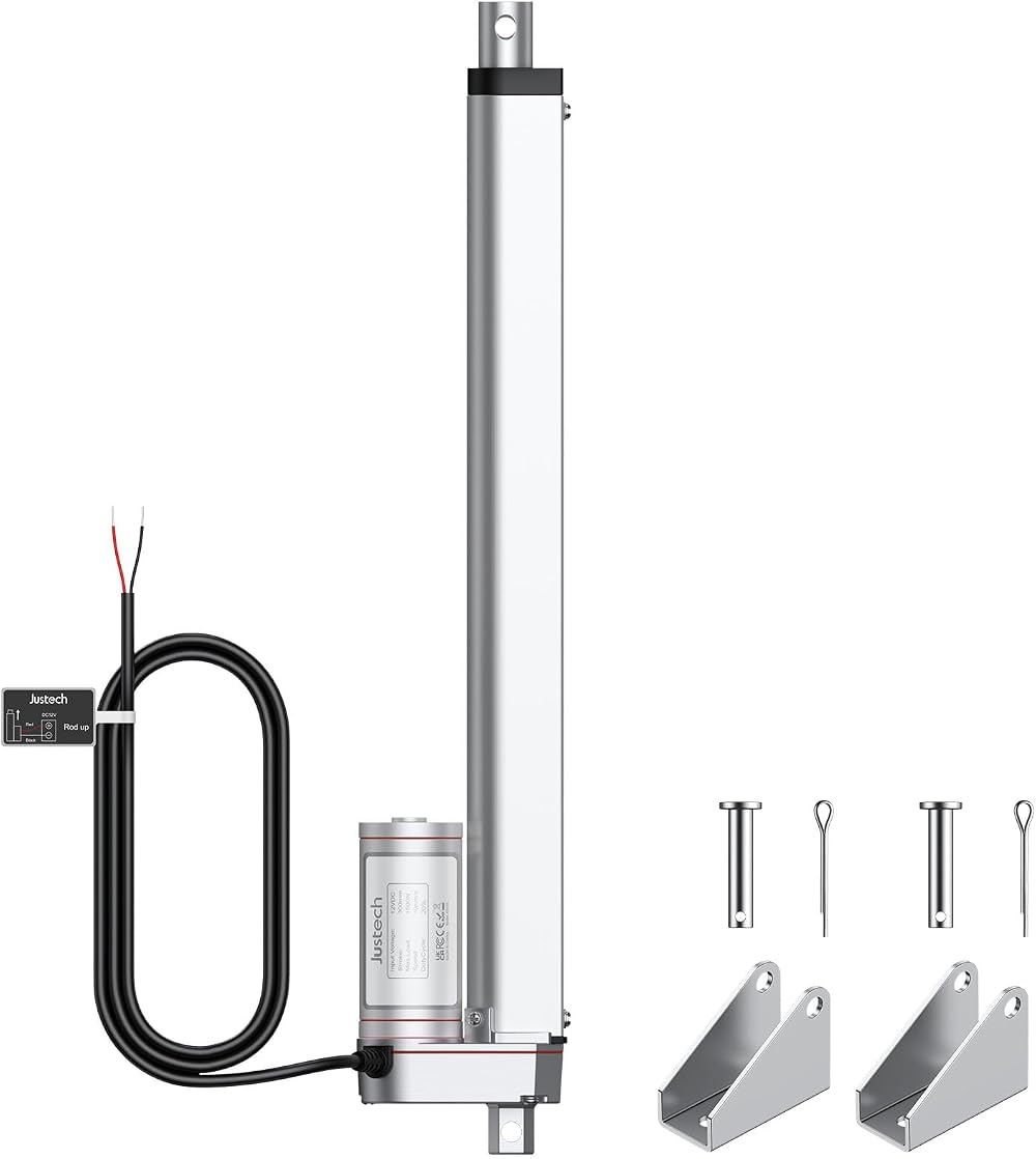 Justech 12V Heavy-Duty Linear Actuator 330LBS 8in 200mm IP65 With Brackets