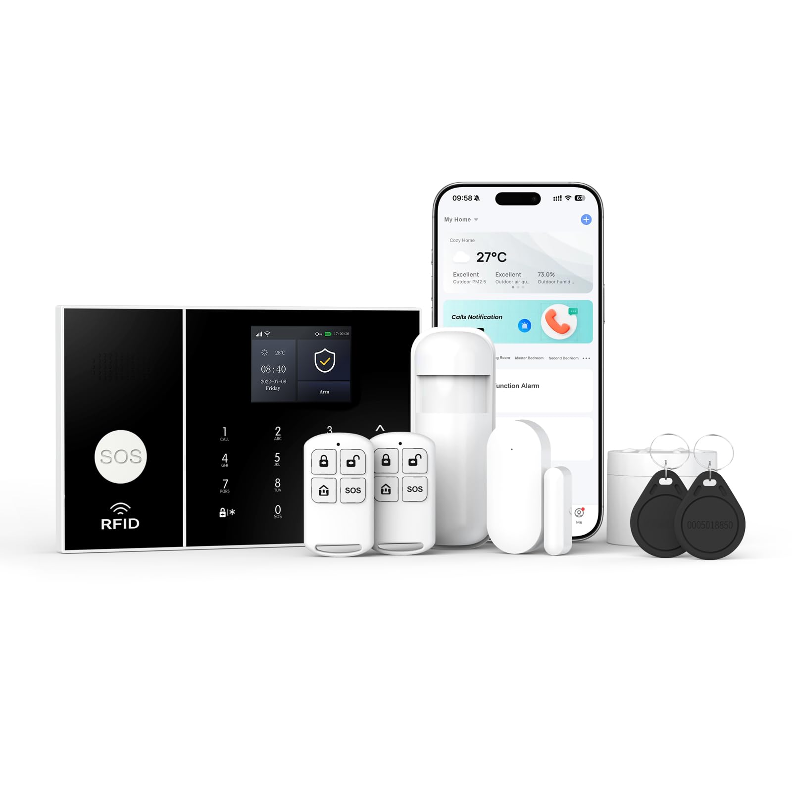 Photo 1 of Alarm System for Home Security,WiFi+GSM 4G DIY Alarm Kit with Phone APP Alert, Door/Window Sensor, Remote, Compatible with Alexa and Google for House, Apartment