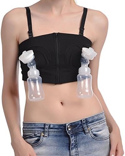 Womens Hands-Free Pumping Bra for Breastfeeding Adjustable Maternity Nursing Bra (L)