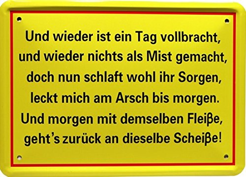 Tin Sign 15 x 21 cm " and A Day Made... " with Funny MJ 174