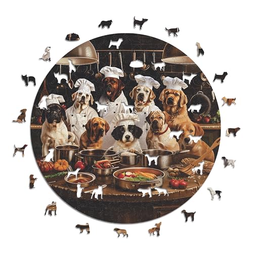 Iconic Puzzles - Chef Dogs, fantasy animals, 100% sustainable wooden puzzle, Gifts for Children and Adults, size L, 600 Pieces