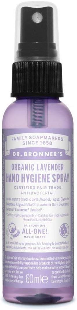 Dr Bronner's Organic Lavender Hand Cleansing Spray, Made Organic Ingredients and No Harsh Chemicals