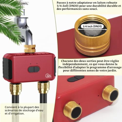 GIEX WiFi Watering Programmer 2 Zones, Intelligent Regulator for Garden Pipes, Compatible with Tuya and Smart Life Apps