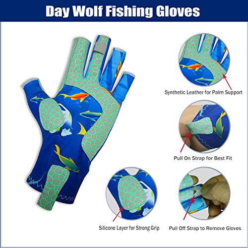 day wolf Angeln Handschuhe UV-Schutz Atmungsaktiv Fingerlos UPF 50+ für Rudern im Freien Kajak Paddeln Wandern Radfahren… – Bild 6