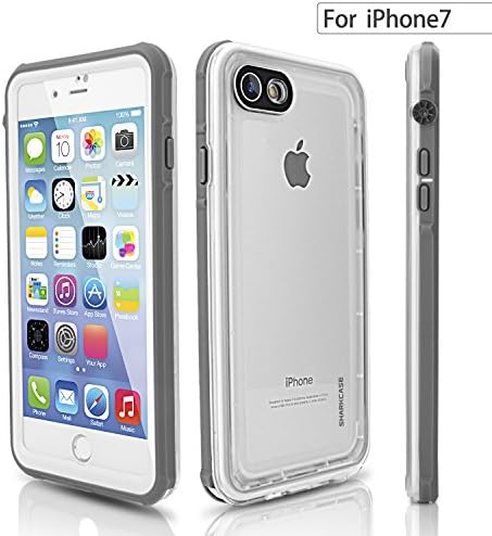 iPhone 7 Waterproof Case - SHARKCASE Clear Underwater Full-Sealed Hard Cover, Shockproof Snow Dust Proof Protective Case for iPhone 7, 4.7'' Grey