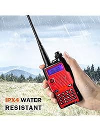 8 vatios 2800mAh Radio bidireccional Batería grande recargable FCC correa dual VHF 136 174MHz y UHF 400 520MHz Largo alcance Resistente al agua 128 canales Walkie Talkie con auricular Kit completo (2800mAh actualizado)