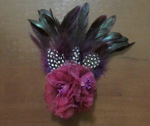 Flower with Ostrich Feather Hair clip and brooch pin --- Berry
