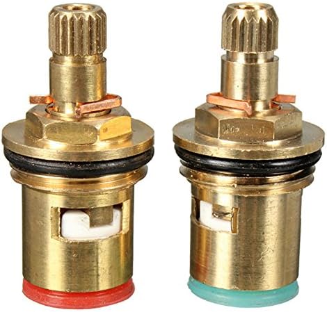 Yingte 1 Pair Brass Ceramic Stem Disc Cartridge Faucet Valve Quarter Turn 1/2" BSP for Bathroom Kitchen Tap