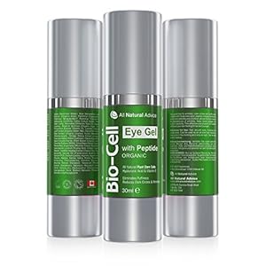Bio Cell Eye Cream Gel 30 ml - Canadian Made - Certified Organic + Peptide + Hyaluronic Acid + Plant Stem Cells to…
