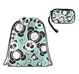 Men Women Panda Bears Drawstring Backpack Bag For