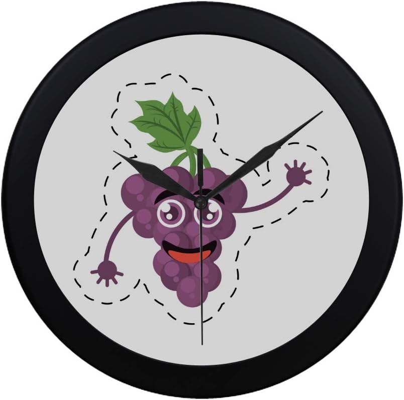 Chawzie Modern Simple G Purple Fruit Fresh Grape Wall Clock Indoor Movement Wall Clcok for Office,Bathroom,livingroom Decorative 9.65 Inch