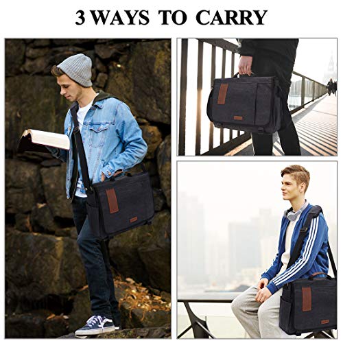 Mens Messenger Bag Canvas 15.6 Inch Laptop Shoulder Bag Water Resistant Briefcase Satchel Bag VONXURY
