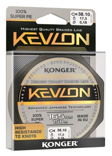 Braided Line Konger Kevlon Black Quadruple Braided Line 150 m 0,06 – 0.20 mm (0.07 M, black, 0,18mm