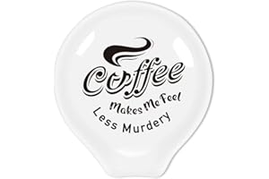 Uhealik Funny Coffee Black and White Ceramic Coffee Spoon Holder-Coffee Spoon Rest -Coffee Station Decor Coffee Bar Accessories-Coffee Lovers Gift for Women and Men (Coffee Makes Me Feel Less Murdery)