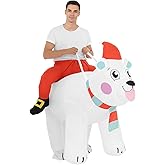 JASHKE Bear Inflatable Costume Riding Polar Bear Air Blow up Costumes Funny Fancy Dress Party Christmas Costumes for Adult