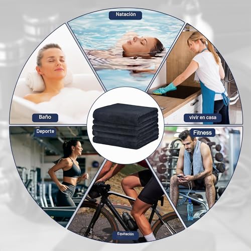 Starvortex 4Pc Gym Towels, 75 x 35 cm Microfibre Gym Towel, Soft Microfibre Towels, Men's Women's Gyms Towel, Strong Water Absorption Yoga Towel for Travel, Gyms, Camping