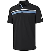 M MAELREG Golf Shirts for Men Short Sleeve Regular Fit Moisture Wicking Performance Casual Striped Print Mens Polo Shirts