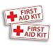 2 x WHITE First Aid Sticker Decal for Emergency Kid Camp DIY Box or Kit primary