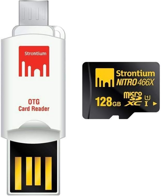 Strontium Nitro 128GB MicroSDXC UHS-I Memory Card with OTG Card Reader Up to 70MB/s (SRN128GTFU1T)
