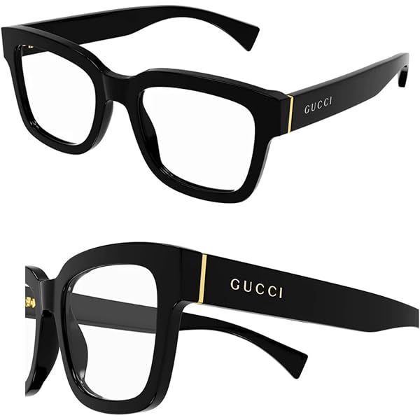 Gucci GG1889O Squared Shape Lettering Logo Metal Plaque Eyeglasses