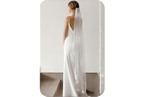 Latious Lace Wedding Veils White 1 Tier Floral Bridal Veil Long Tulle Veils with Comb for Brides and Women (White)