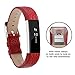 POY Replacement Bands Compatible for Fitbit Alta and Fitbit Alta HR, Genuine Leather Wristbands, Red